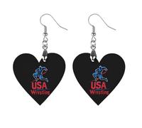 Wrestling Artistic Wooden Earrings Pendant Vintage Earring Hooks Trendy Vacation Dangle Boho Eardrop Love
