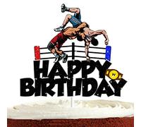 Wrestling Cake Topper for Men Boys Wrestling Birthday Party Decorations Supplies Sport Wrestling Happy Birthday Cake Decorations
