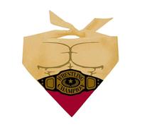 Wrestling Champion Dog Bandana | 100% Cotton Adjustable Triangle | Made in USA | Halloween Costume | Funny Wrestler Outfit | Muscles | Championship Belt |Tan, One Size (1400)