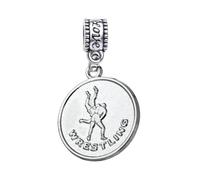 Wrestling Charm Bead - Sports Medal Pendant for Athletes & Fans - Compatible with Pandora, Chamilia, Troll & European Bracelets - Gift for Wrestlers & Coaches