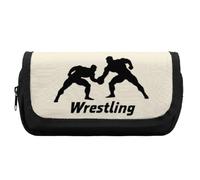 Wrestling Cute Double Pencil Case Large Capacity Portable Zippered Pen Pouch Bag for Office Unisex
