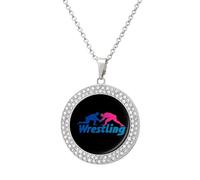Wrestling Fashion Women's Diamond Necklace Shiny Round Pendant Jewelry Romantic Gifts