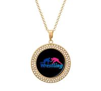 Wrestling Fashion Women's Diamond Necklace Shiny Round Pendant Jewelry Romantic Gifts