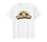 Wrestling Line Art Takedown Wrestler Gift Value Graphic T-Shirt, Men, White, M