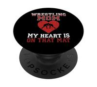 Wrestling Mom My Heart Is On That Mat Graphic PopSockets Adhesive PopGrip