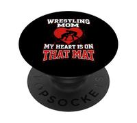 Wrestling Mom My Heart Is On That Mat PopSockets Adhesive PopGrip