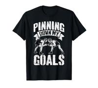 Wrestling Pinning Down My Goals Mat Hustle T-Shirt