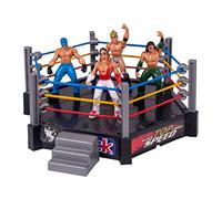 Wrestling Ring Toys Set Authentic Battle Flexible Ropes Spring Loaded Mat for Kids Collectors Action Figures Play Plastic 12x15x6.1cm (Grey)
