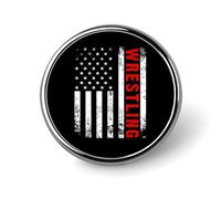 Wrestling U.S.A. Flag Round Brooch Pin Lapel Pins Tie Suit Dress Accessories Wedding Birthday for Men Women