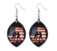 Wrestling U.S. Flag Artistic Wooden Earrings Pendant Vintage Earring Hooks Trendy Vacation Dangle Boho Eardrop Love