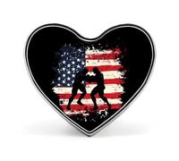 Wrestling U.S. Flag Heart Metal Brooches 1 Inch Memorial Badges Exquisite Decorations Pins for Clothing