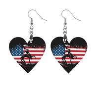 Wrestling US Flag Women's Wooden Earring Drop Dangle Earrings Pendant Jewelry Love