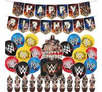 Wrestlinss Birthday Party Decorations Wrestling Party Supplies, Happy Birthday Banner, Balloons, Cake Toppers Decoration Cupcake Toppers
