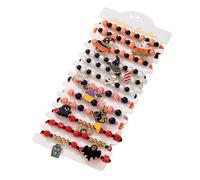 WREWING 12-Pack Halloween Bracelets Set - Spooky Bat, Spider & Ghost Charm Beaded Elastic Bracelets, Fun Kids' Party Favors & Trick-or-Treat Accessories