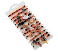 WREWING 12-Pack Halloween Bracelets Set - Spooky Bat, Spider & Ghost Charm Beaded Elastic Bracelets, Fun Kids' Party Favors & Trick-or-Treat Accessories