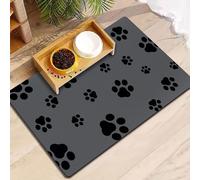 WREWING 12"x20" Extra-Large Pet Feeding Mat - Absorbent, Quick-Dry Dog Food Mat for Messy Drinkers, Waterproof Non-Slip Bowl Mat with Paw Prints