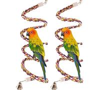 WREWING 2 Pcs 63-inch Bird Rope Perch & Spiral Toy - Cotton Bungee Cage Accessories for Parakeets, Cockatiels, Conures | Flexible Climbing, Chewing & Play