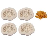 WREWING 4-Pack 3D Flower Silicone Molds Set - 4-Peony for Chocolate, Fondant, Candle Making