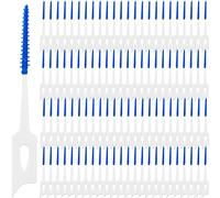 WREWING 400 Pcs Soft Silicone Dual-Use Interdental Brushes & Floss Picks - Premium Dental Cleaners for Braces, Orthodontic Care & Travel-Ready Oral Hygiene, Blue