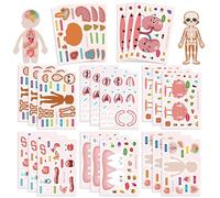 WREWING 48-Pack Anatomy Stickers | Waterproof DIY | Cartoon Organs Educational Decals for Laptop, Water Bottle, Notebooks