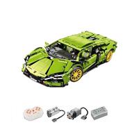 WREWING Cyberpunk Lambo Green Supercar Building Kit - 1:14 Scale Remote Control Race Car Model with Light, 1280 PCs STEM Educational for Kids & Adults