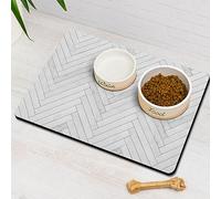 WREWING Eco-Friendly Pet Feeding Mat - 20" x 12" Absorbent Waterproof Quick-Dry Dog Food Mat for Floors with Non-Slip Backing, Stylish Cat/Dog Accessories