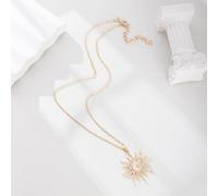 WREWING Fashion Alloy Moon Pendant Necklace - Sun with Diamond, Star Jewelry, Minimalist Versatile Accessory