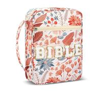 WREWING Floral Bible Carrier Tote Bag - Large Capacity Zipper Pouch for Study Supplies, Books, Pens & Notes, Aesthetic Protective Organizer for Daily Use