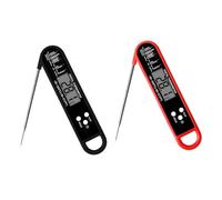 WREWING Folding Food Thermometer Instant Read, Magnetic BBQ Meat Probe, Baking Milk Water Temp Gauge, Kitchen Tool Red/Black (Red + Black)