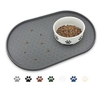 WREWING Pet Feeding Mat for Dogs & Cats - High-Lip Silicone Dog Bowl Mat, Non-Slip Waterproof Placemat to Prevent Food/Water Spills, 12"x18" Floor Protector for Small to Large Pets