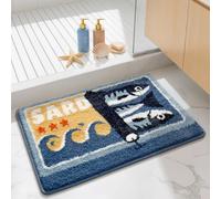 WREWING Sardine Can Plush Bath Mat, Opening Can Design with Big Fish, Absorbent Non-Slip Rug for Bathroom Kitchen Entrance, Machine Washable Retro Ocean Home Decor 20x31 Inch (Sardines1)
