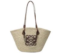 WREWING Straw Woven Handbag - Fashionable Beach Bag for Women - Lightweight & Spacious Seaside Tote - Perfect for Travel, Shopping & Summer Outings