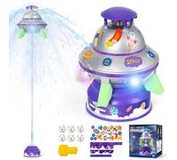WREWING UFO Water Rocket with Light - Outdoor Summer Kids Water Sprinkler Toy for Yard, Backyard Pool & Garden, 3-12 Boys Girls Birthday Gift, Purple