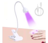 WREWING UV LED Nail Lamp, 3W 4 Levels Mini Rechargeable Nail Dryer for Gel Nails, Rotatable Portable UV Glue Curing Light with Securing Clip for Women Nail Art Gift, White