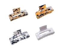 WREWNG 4-Pack Large Acetate Hair Claw Clips with Butterfly Jaw, Mermaid Crab Barrettes & Leopard Print Hairpins for Women Girls, 7.5cm