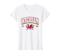 Wrexham Red Dragon Sports Football 1864 T-Shirt, Women, White, Small