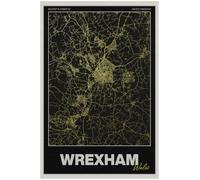 Wrexham Street Map Poster Print | Wales | Gold | A4