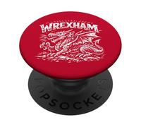 Wrexham Wales Welsh Dragon Zine Ink White Print PopSockets Adhesive PopGrip