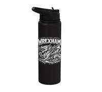 Wrexham Wales Welsh Dragon Zine Ink White Print Stainless Steel Insulated Water Bottle