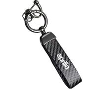 WRFUU Motorcycle Leather Carbon Fiber Keyring Key Ring KeyChain for Aprilia Motorcycles Accessories,Black-A