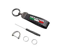 WRFUU Motorcycle Leather Carbon Fiber Keyring Key Ring KeyChain for Ducati Monster 696 796 797 821 Motorcycles Accessories,Black-A