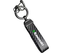 WRFUU Motorcycle Leather Carbon Fiber Keyring Key Ring KeyChain for Kawasaki Motorcycles Accessories,Black-A