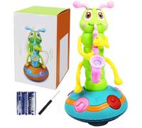 Wriggle Caterpillar, Electric Dancing Saxophone Caterpillar Toy with Music and LED Light, Educational Sensory Toy Saxophone for 0-3 Year Olds Learning Toys, with Battery