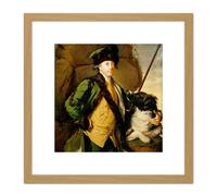 Wright Derby Portrait John Whetham Kirklington Painting 8X8 Inch Square Wooden Framed Wall Art Print Picture with Mount Artery8 Light Oak One Size