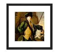 Wright Derby Portrait John Whetham Kirklington Painting 8X8 Inch Square Wooden Framed Wall Art Print Picture with Mount Artery8 Black One Size