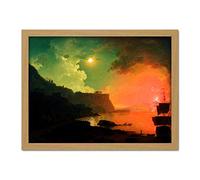 Wright Derby Volcano Vesuvius Posillipo Eruption Painting Large Framed Art Print Poster Wall Decor 18x24 in
