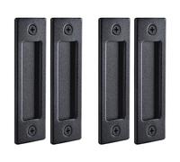 Wright Products 2 Pack Barn Door Flush Handle Set, Matte Black - Interior Barn Door Handle Set, 4 Pieces Total