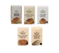 Wright’s Bread Mix Selection Pack 5x500g | Premium White, Mixed Grain, Garlic & Rosemary Focaccia, Cheddar & Sun Dried Tomato and Oat & Linseed | Variety Pack for Bread Baking