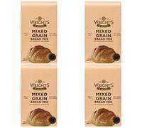 Wright’s Mixed Grain Bread Mix 4X500g - High Fibre Whole Grain Bread Flour with Seeds - For Bread Makers & Hand Baking - Just Add Water - Easy No-Fail Homemade Bread - Vegan Friendly (NP)