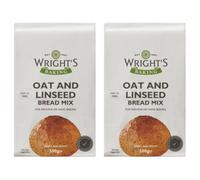 Wright’s Oat & Linseed Bread Mix 500g, Pack Of 2, High Fibre Bread Mix for Bread Machines & Hand Baking, Oats & Linseeds for Healthy, Light Loaves & Rolls, Suitable for Vegetarians